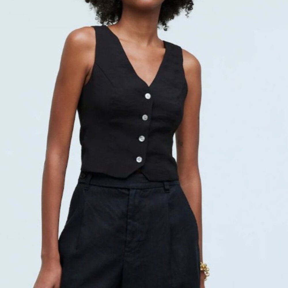 Madewell NWT Katrina Crop Vest Top Softdrape Black sz XS (2)